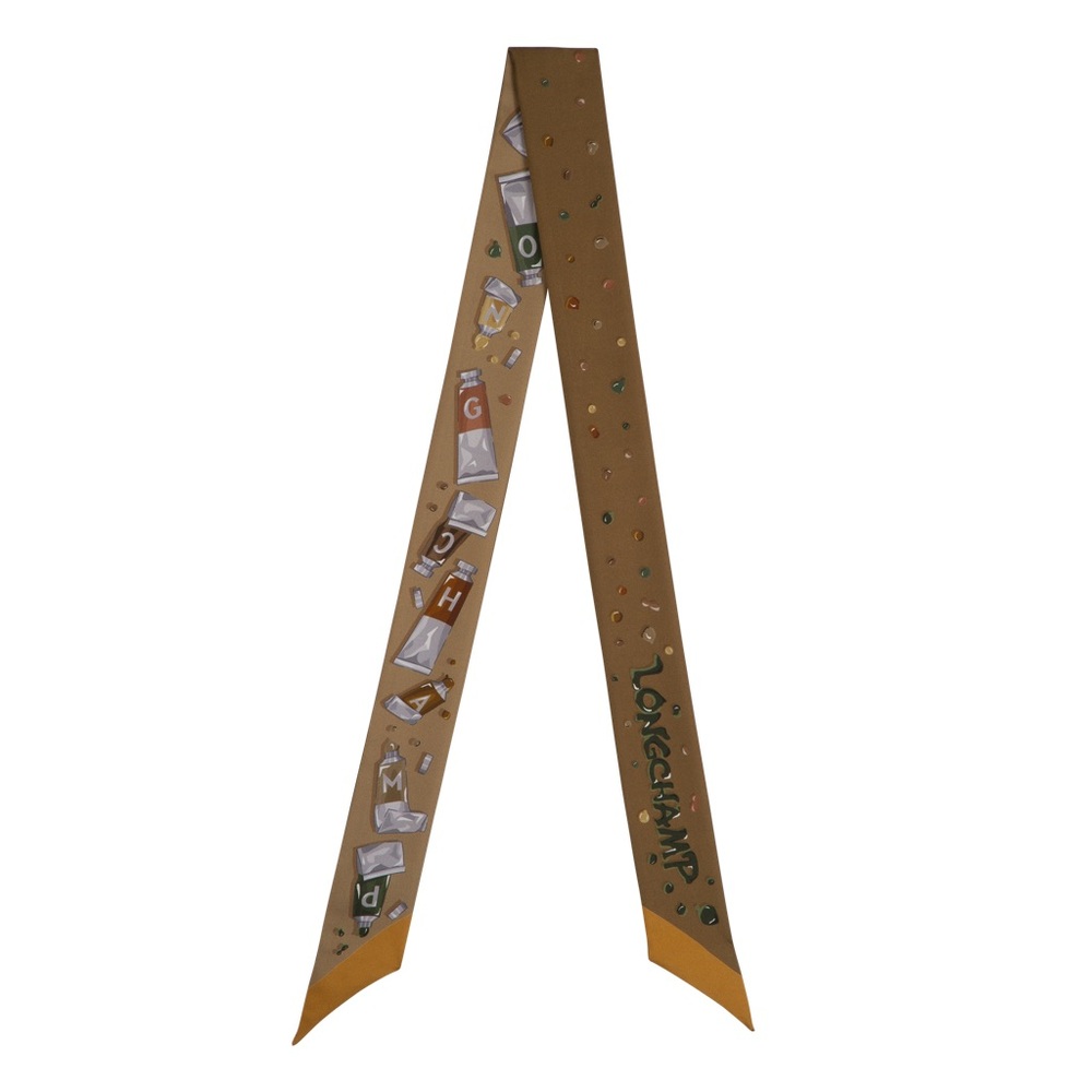 NWOT Longchamp Couleurs de l'Art Silk Twilly Headband in Fawn